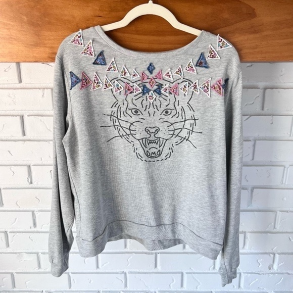 Anthropologie Tops - Anthropologie Luna Mercantile Tiger Graphic Sweatshirt, Grey, Small S